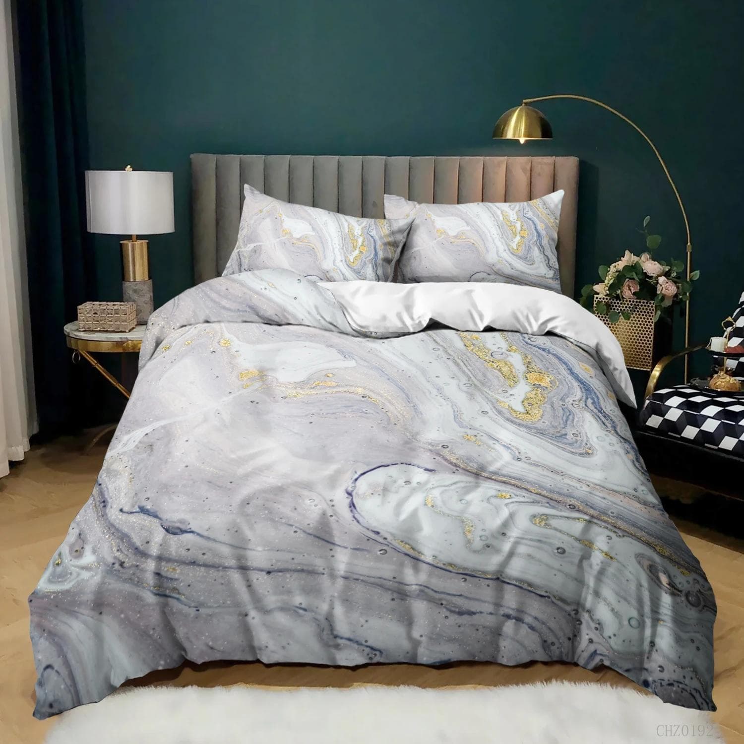 Golden Marble Pink Bedding Set 3d Duvet Cover Sets Comforter Cover for Twin Queen King Single Size Room Decor Kids Adult Modern EU single(135x200cm)