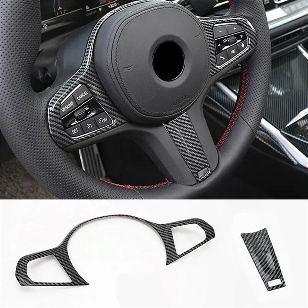 ABS Carbon Fiber Look Interior Trim Steering Wheel Cover For BMW 3 Series G20 20-22