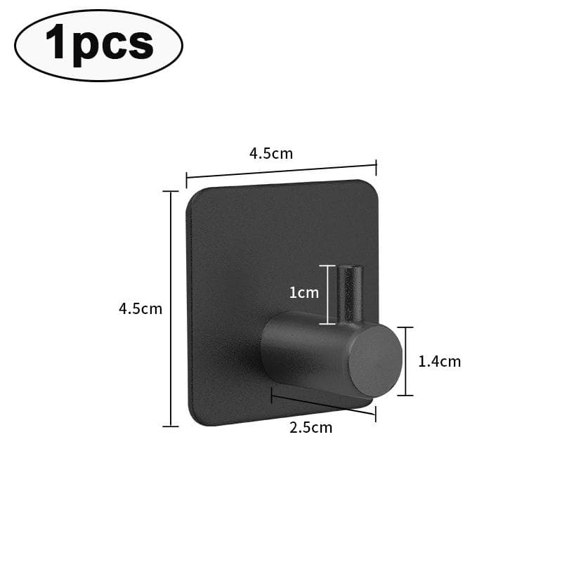 Adhesive Wall Hooks Door Key Clothes Coat Hanger Hook Bathroom Robe Towel Holder Organizer Hanging Hook Shelf Kitchen Hardware 4.5X4.5cm black