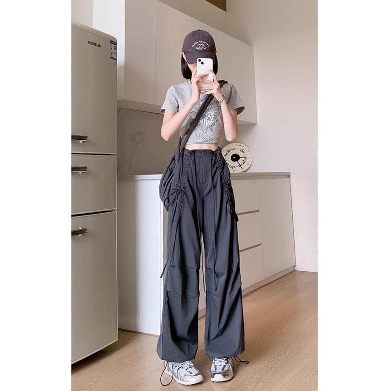 Parachute Work Casual Pants for Women In Summer New Loose Fast-drying Paratrooper Wide-leg Trousers XXL