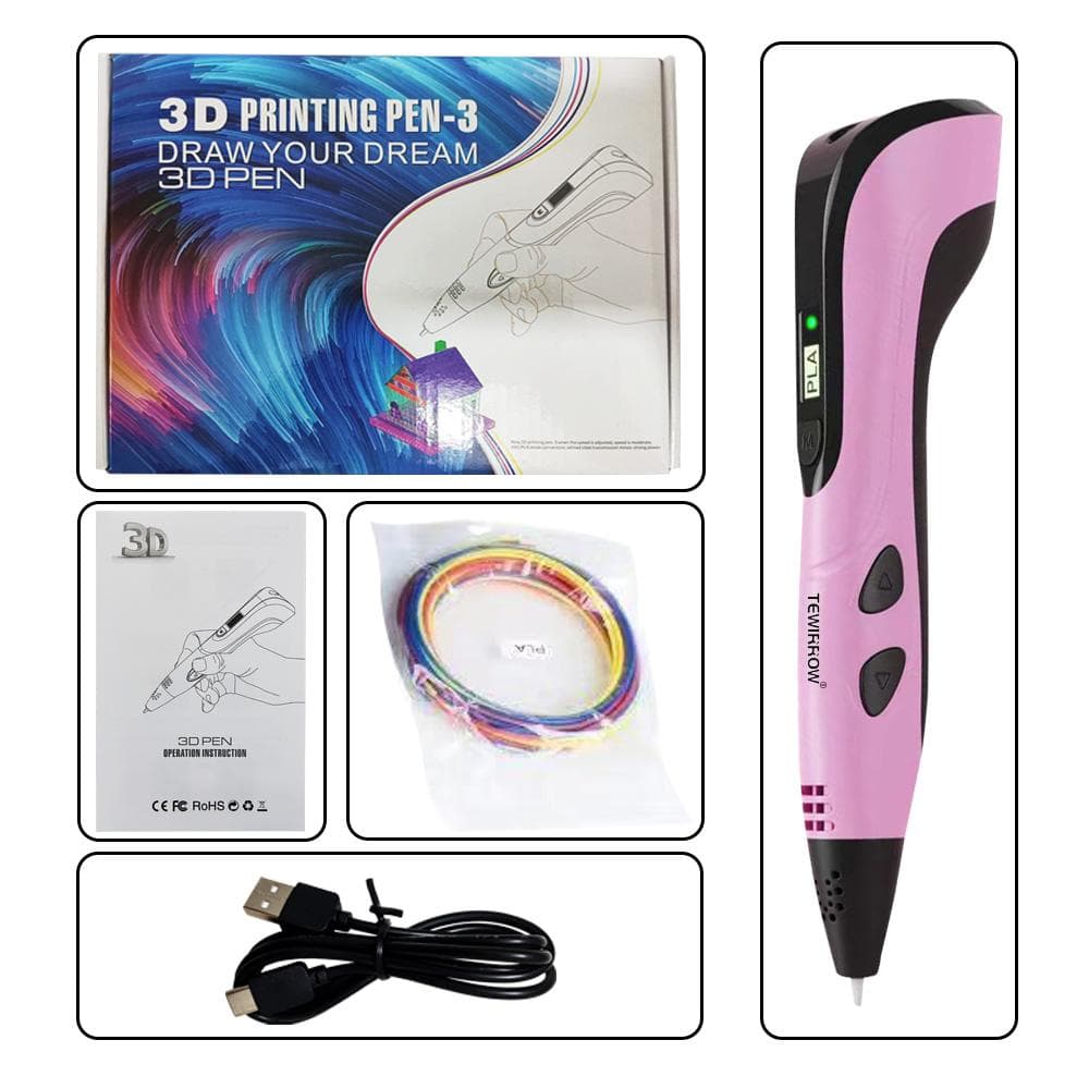 3D Printing Pen 3D Doodle Pens DIY Creative Gift for Children with LCD Display, Includes 354 inch PLA Filament TEWIRROW Best Birthday Gift pink