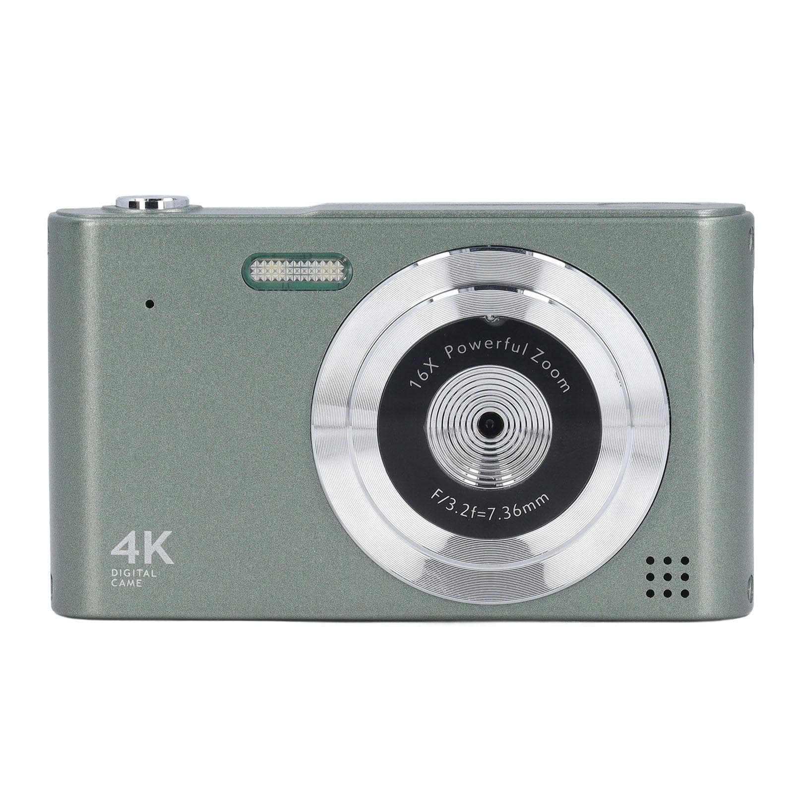 4K HD Digital Camera 16X Zoom 48MP Portable CCD Camera with LED Flashlight AF Auto Focus CCD Camera green