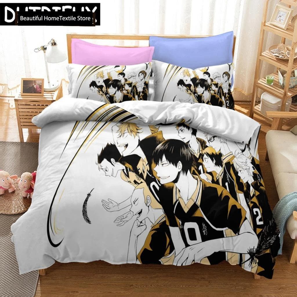 Haikyuu!! Bedding Set 3D Anime Polyester Quilt Cover Pillowcases Queen King For Boys Gift Volleyball Anime Duvet Cover Sets 70x133cm 2pcs