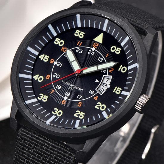Military Men Stainless Steel Luminous Dial Date Display Luxury Sport Wrist Watch black