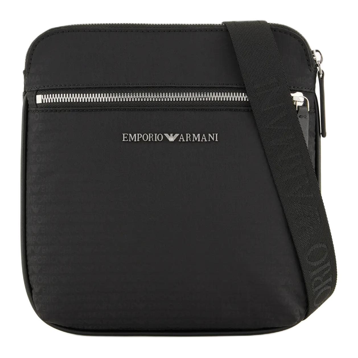 Emporio Armani Logo Zip Closure Nylon Shoulder Crossbody Bag Men bags Black Y4M425-YQ76E-81073 Basic Set (Bag+Dust Bag)