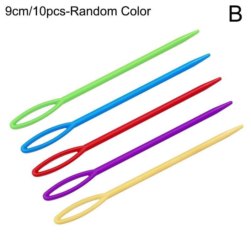 10Pcs Color Plastic Hand Sewing Needle Crochet Hooks DIY Yarn Darning Tapestry Knitting Hand-knitted Tool Sweater Needle 9cm