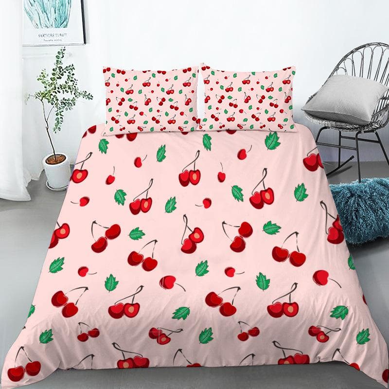 Fruit Bedding Set Full Queen Size For Kids Adults Lemon Watermelon Print Duvet Cover Set Quilt Cover Pillowcases Bedroom Decor AU Single(140x210cm)