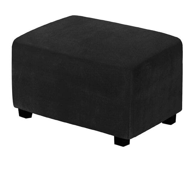 4 Sizes Velvet Durable Customized Stretch Footrest Ottoman Cover Folding Storage Stool Furniture Protector Rectangle Slipcover S black