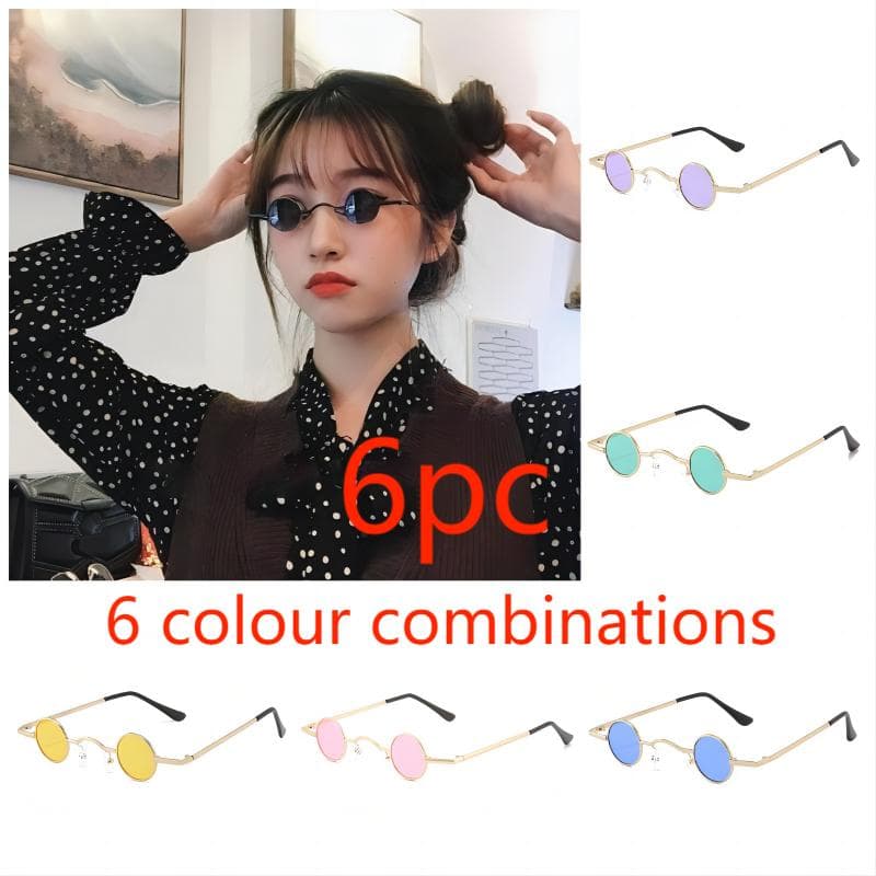 Round punk sunglasses extra small frames Funny Hip Hop mini glasses Party dance accessories Women Trendy Streetwear