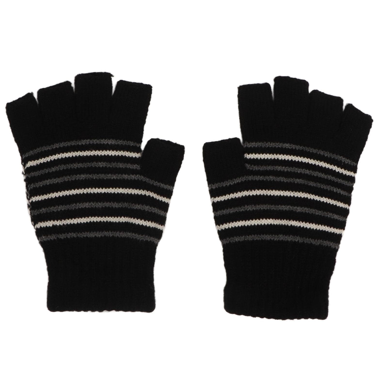 USB Heating Winter Gloves Safe Washable Fingerless Knitting Gloves for Work Learn Outdoors Striped
