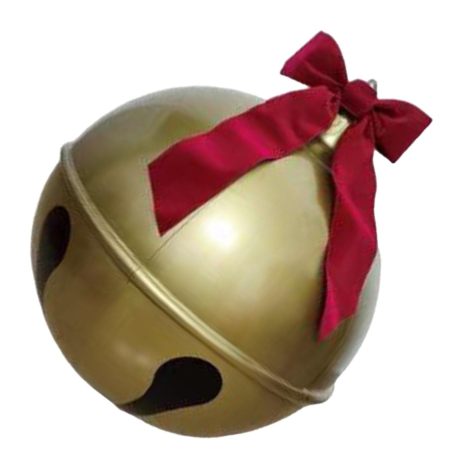 Inflatable Christmas Ball Bell Gaint Ornament with Red Bowknot PVC Hanging Handle Easy Setup Blow 60cm / 23.6in