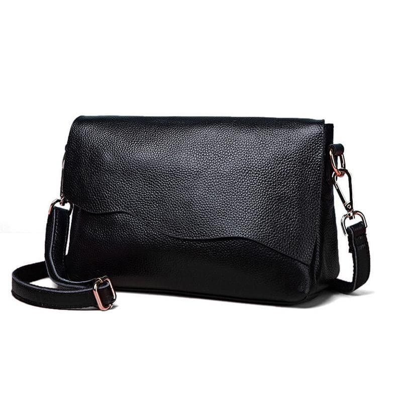 Top-layer Leather Bag for Women Casual Crossbody Bag Simple Trend Shopping and Date Shoulder Bag Soft Leather Bag black