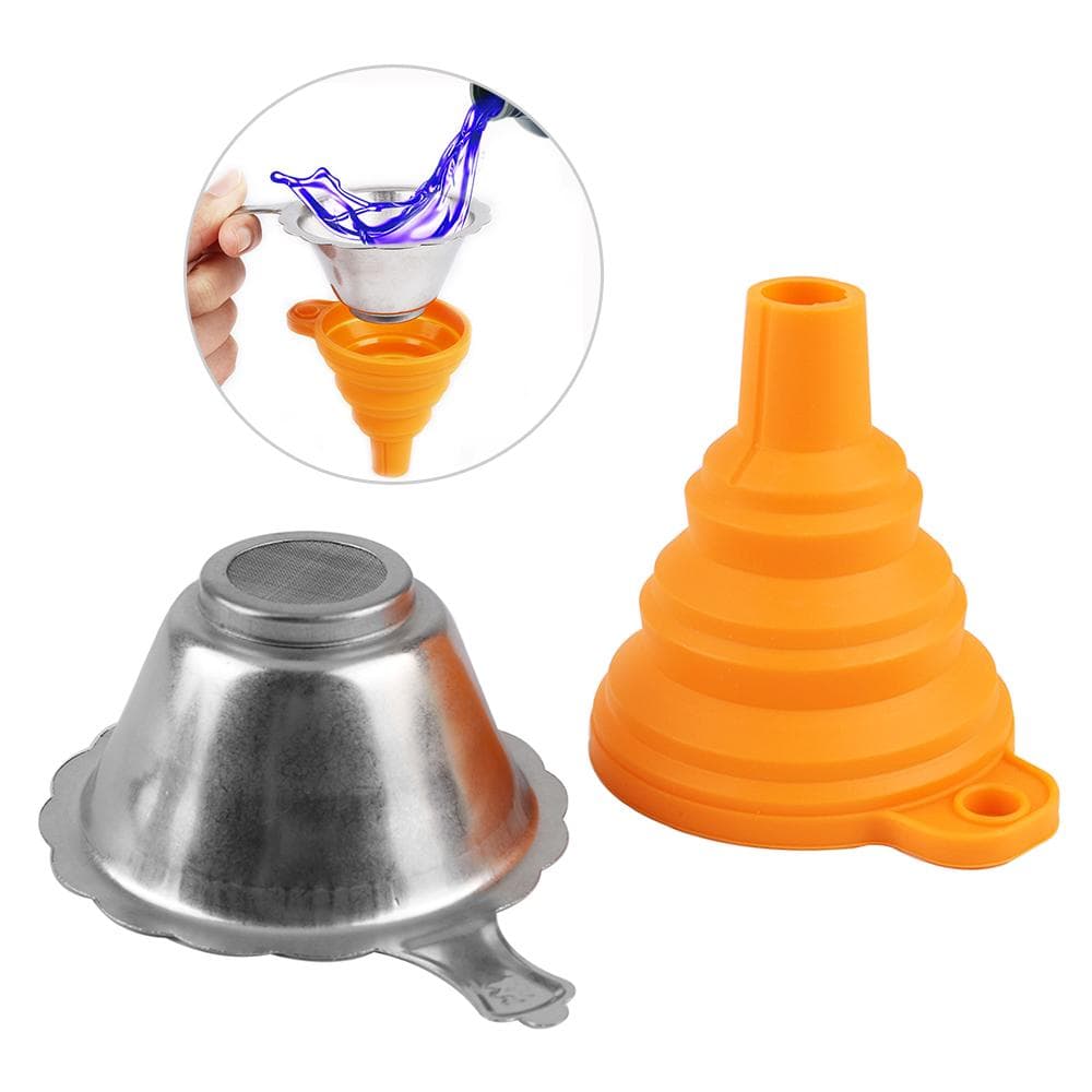 3D Printer Accessories Parts Collapsible Funnel Silicone Foldable Funnels Stainless Steel Resin