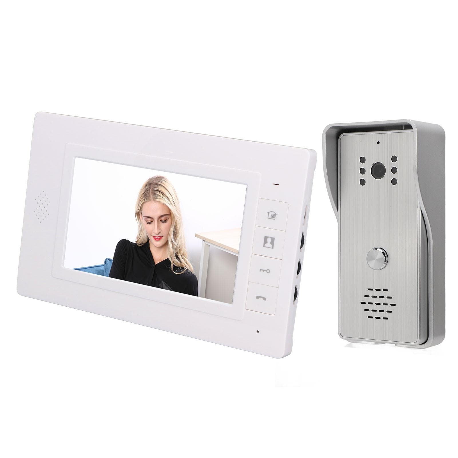 7 Inch Screen Smart Video Intercom System 120 Degree Wide Angle Wired Door Phone Doorbell Kits with EU Plug silver