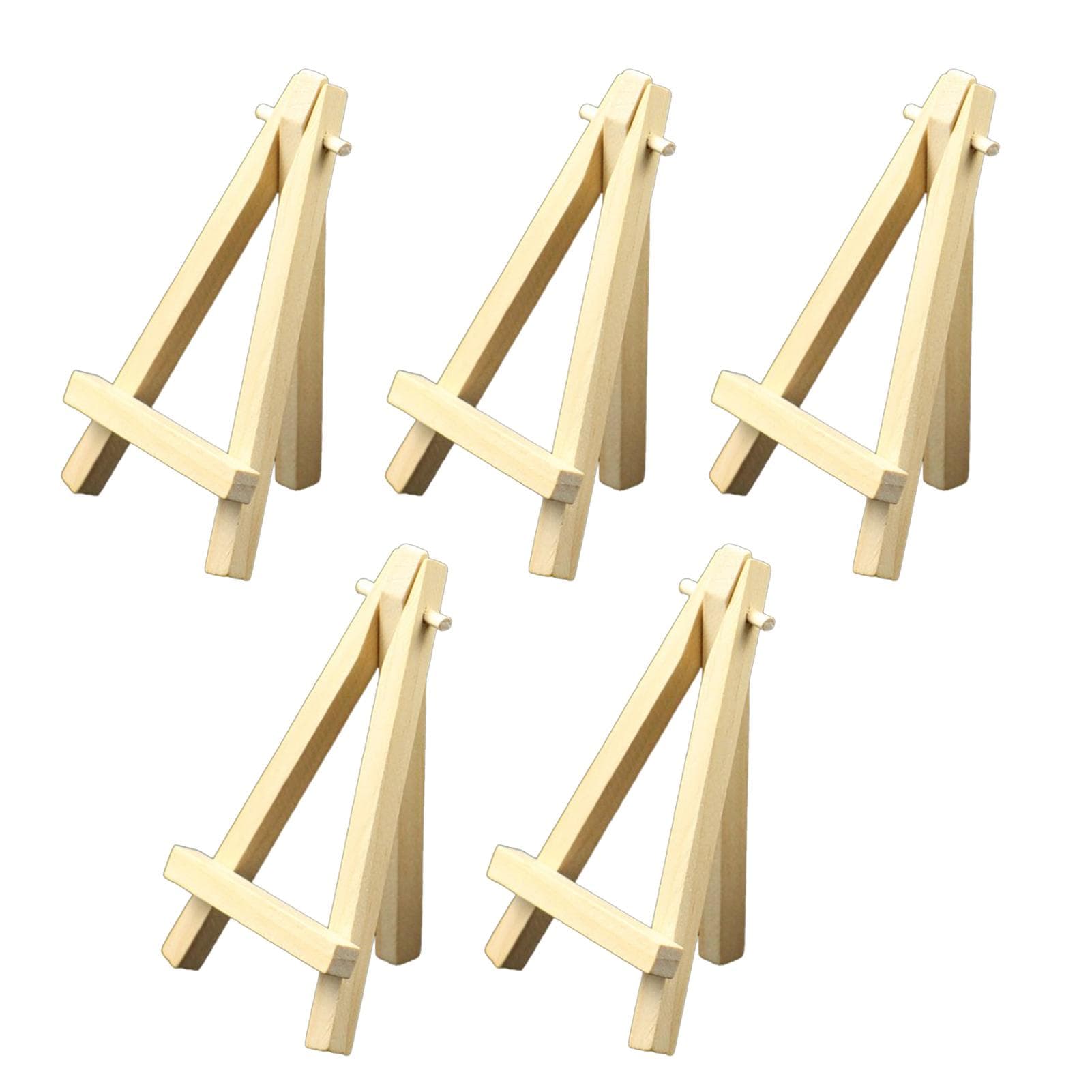 5pcs 5inch Mini Display Wood Easel Triangular Support Portable Mini Wooden Artist Easel for