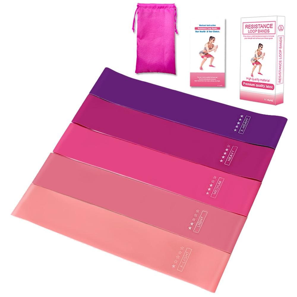5PCS Sports Exercise Resistance Loop Bands Set Elastic Booty Band Set with Carry Bag for Yoga Home 5PCS