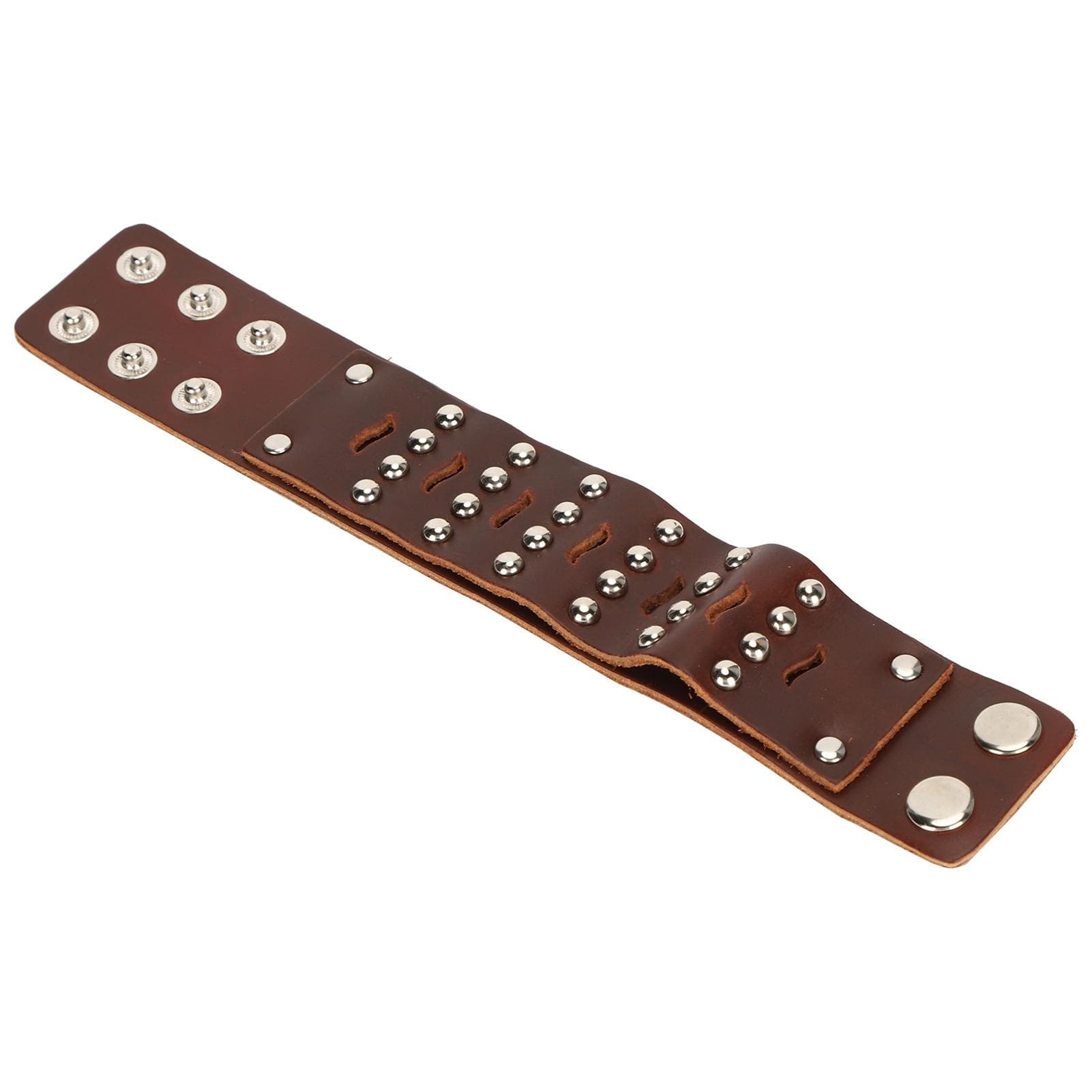 Braided Bracelet Split Leather Adjustable Snap Button Rivet HandMade Vintage Wrist Jewelry(Brown ) brown