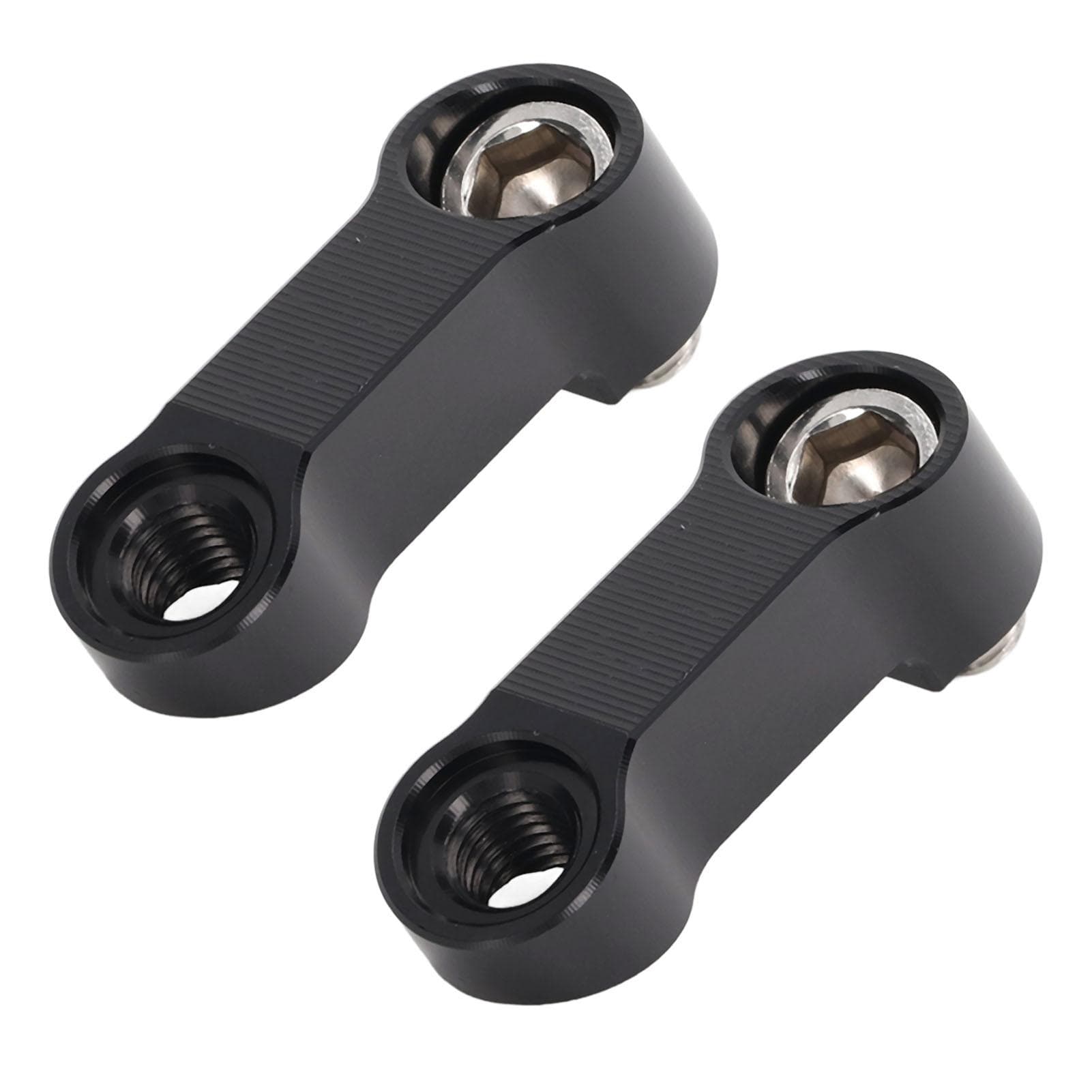 1 Pair 10mm0.39in Motorcycle Mirror Mount Riser Extender Adapter Replacement for NMAX 155 125 black
