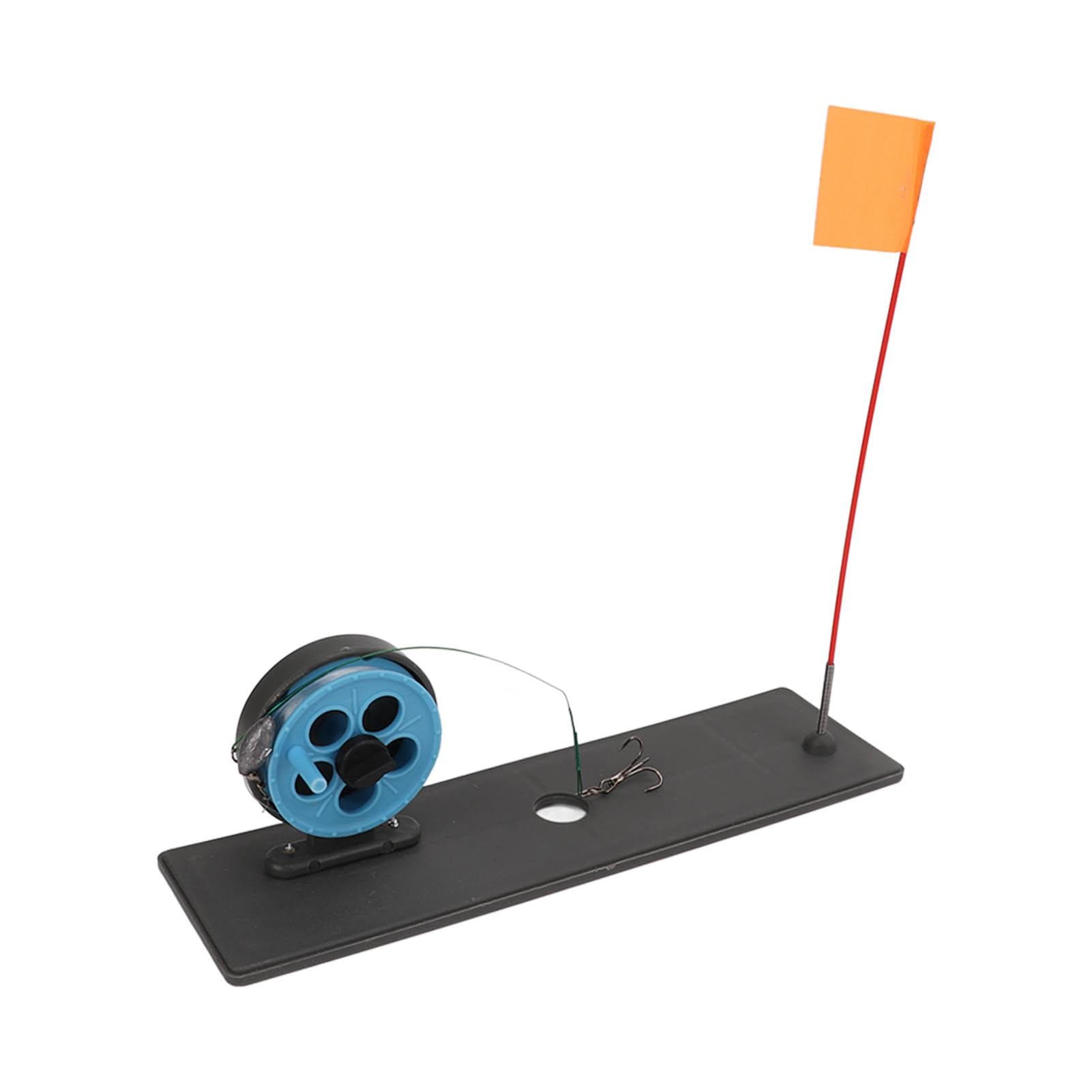 Ice Fishing Tip Up Pole Portable Ice Fishing Rod Reel Combo with Flag Floating Base for Winter