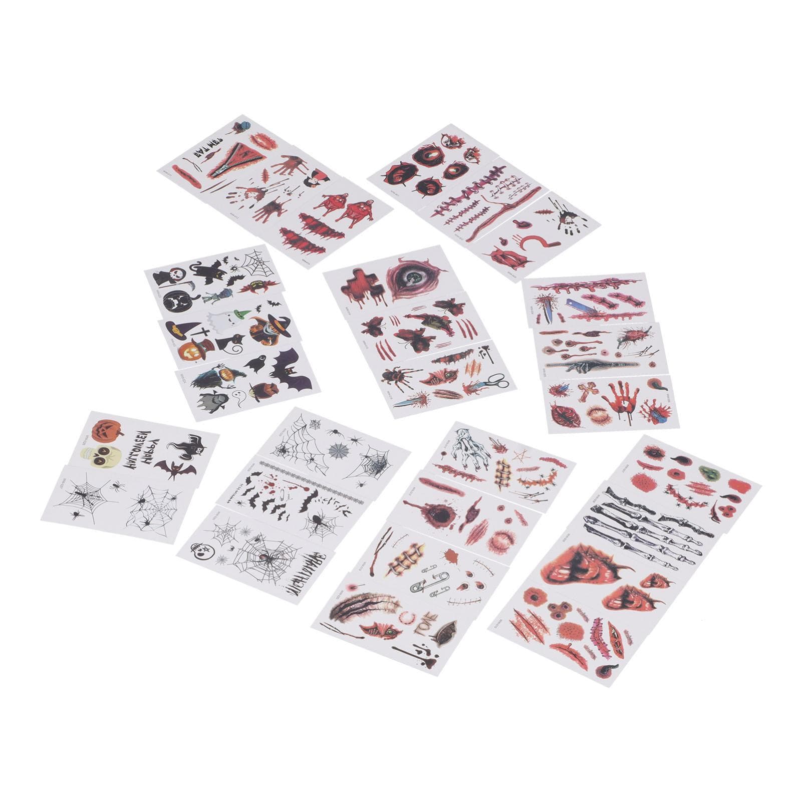 28pcs Halloween Tattoo Stickers Scar Pumpkin Pattern Waterproof Fake Tattoo Stickers