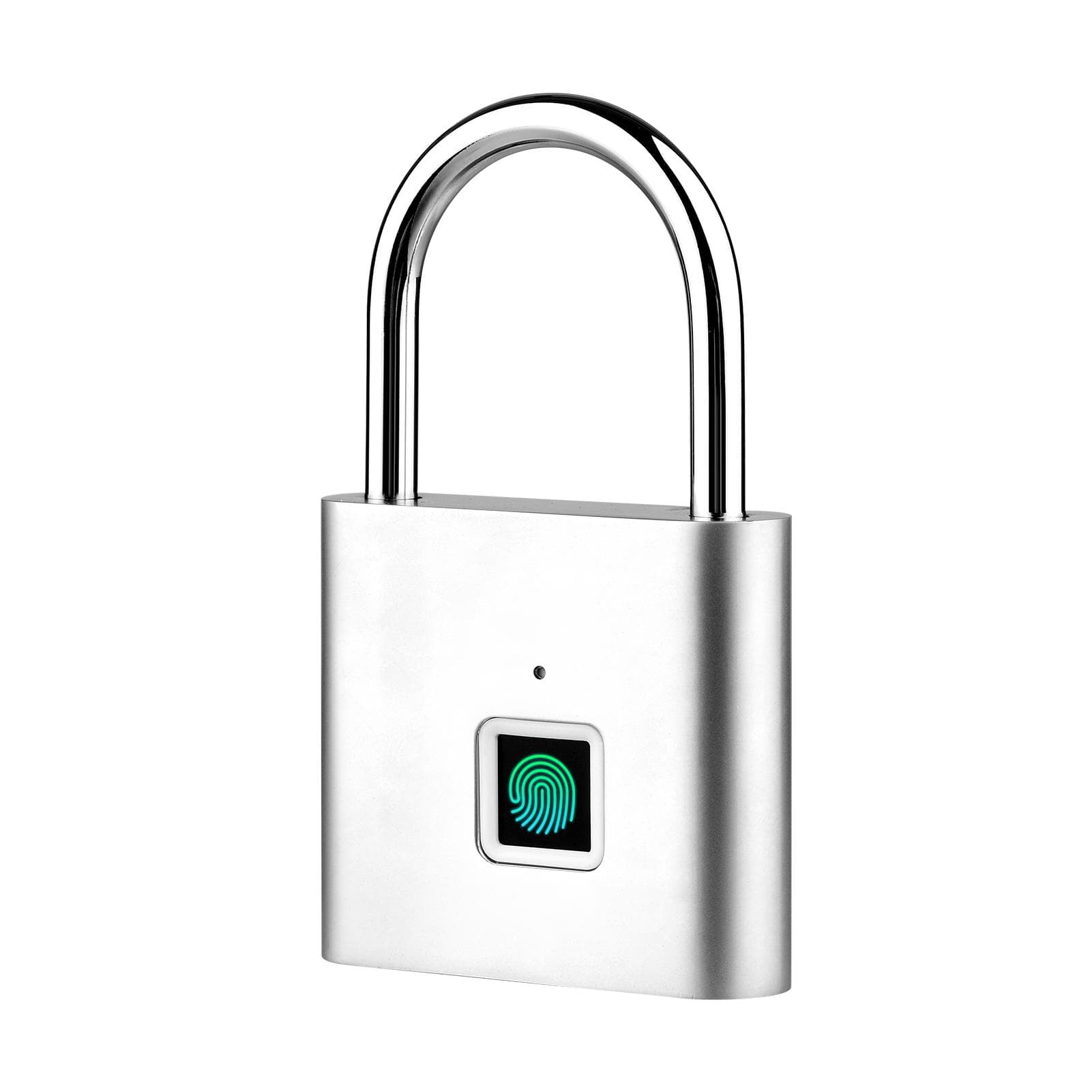 Smart Fingerprint Padlock Rechargeable Keyless 10 Fingerprints Morse Code Emergency Unlocking Easy silver