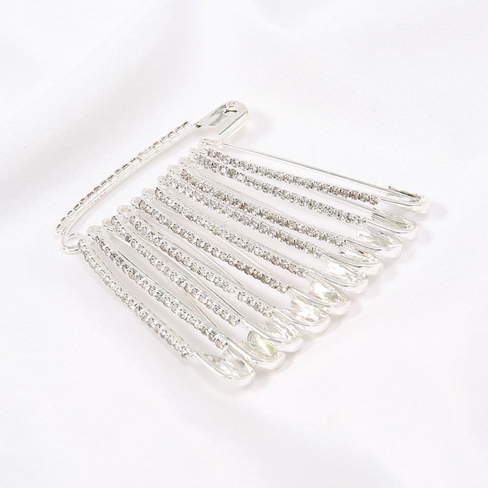 Brooches Clothing Rhinestone Safety Pins Lapel Collar Sweater Pins Silver Tone Pins Sweater Shawl Brooches Clothing Accessory silver