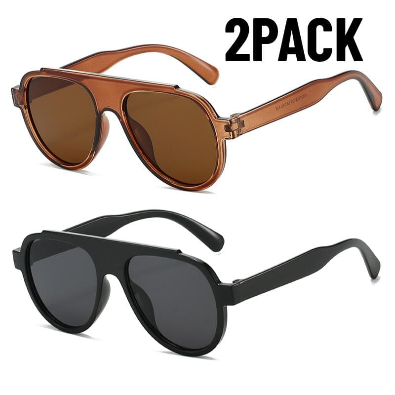 1/2PACK Fashion Sunglasses for Men Women Large Frame Retro UV Protection Outdoor Travel Mountaineering Glasses