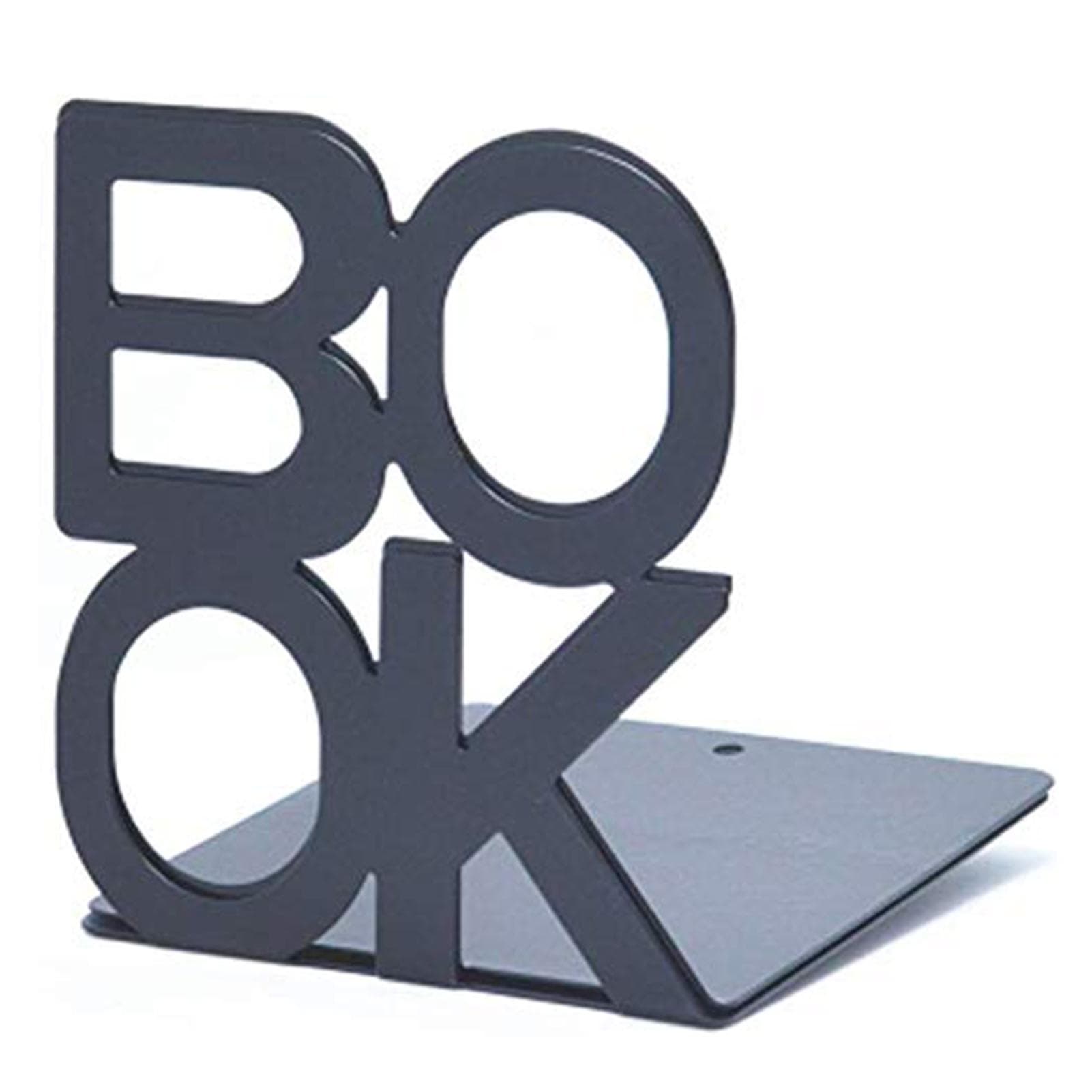 1 Pair BOOK Letter Metal Bookshelf Office Decoration Anti-Slip Bookends black