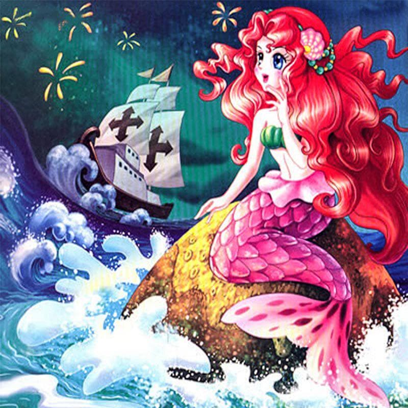 5D DIY Diamond Painting Cartoon Mermaid Princess Cross Stitch Full Diamond Embroidery Home Decor 30x30CM