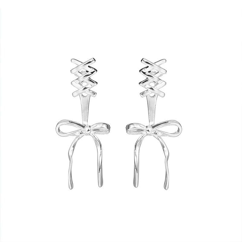 Elegant Bow Silver Earings for Women Twist Stud Earring Piercing Accessories Jewelry 1