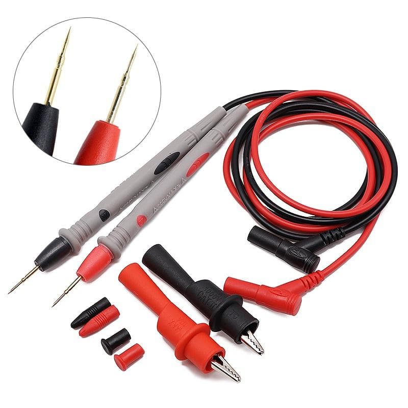 1 Pair Digital Multimeter Probe Soft-silicone-wire Needle-tip Universal Test Leads with Alligator Clip for LED Tester 1set