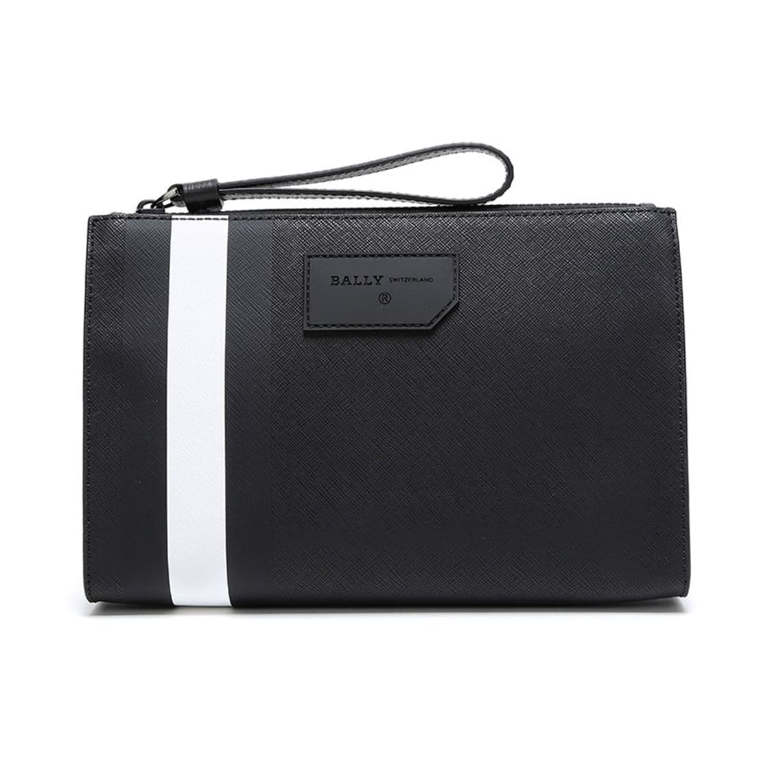 Bally Black And White Striped Portable Business Commuter PVC Handheld Bag Men bags SKID-OF-00 Basic Set (Bag+Dust Bag)