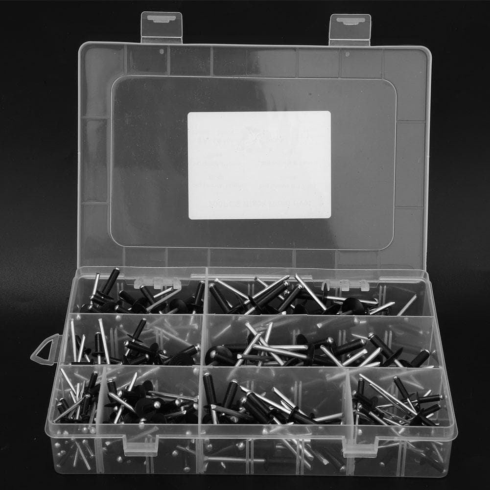 200 Pcs Black Blind River Kit High Strength Round Head Blind Rivet Assortment Kit