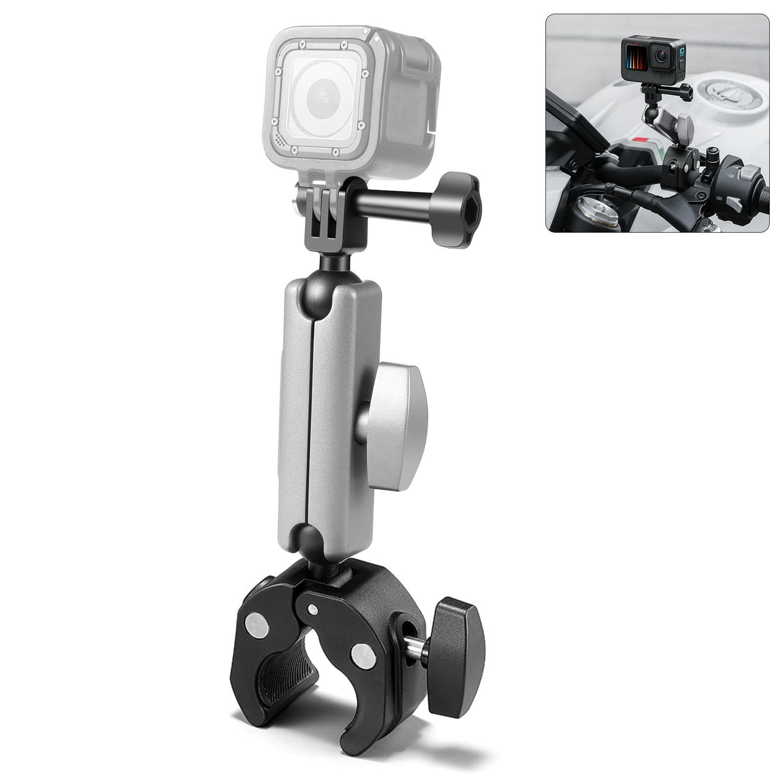 PULUZ PU867B Camera Mounts Clamp Mount Bicycle Handlebar Adapter Mount Aluminum Alloy 2kg/4.4lbs silver