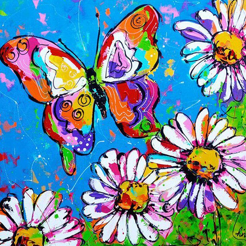 Diamond Embroidery Colorful Butterfly Wall Decor Rubik's Cube Round Diamond Painting Crystal Picture 30x30CM