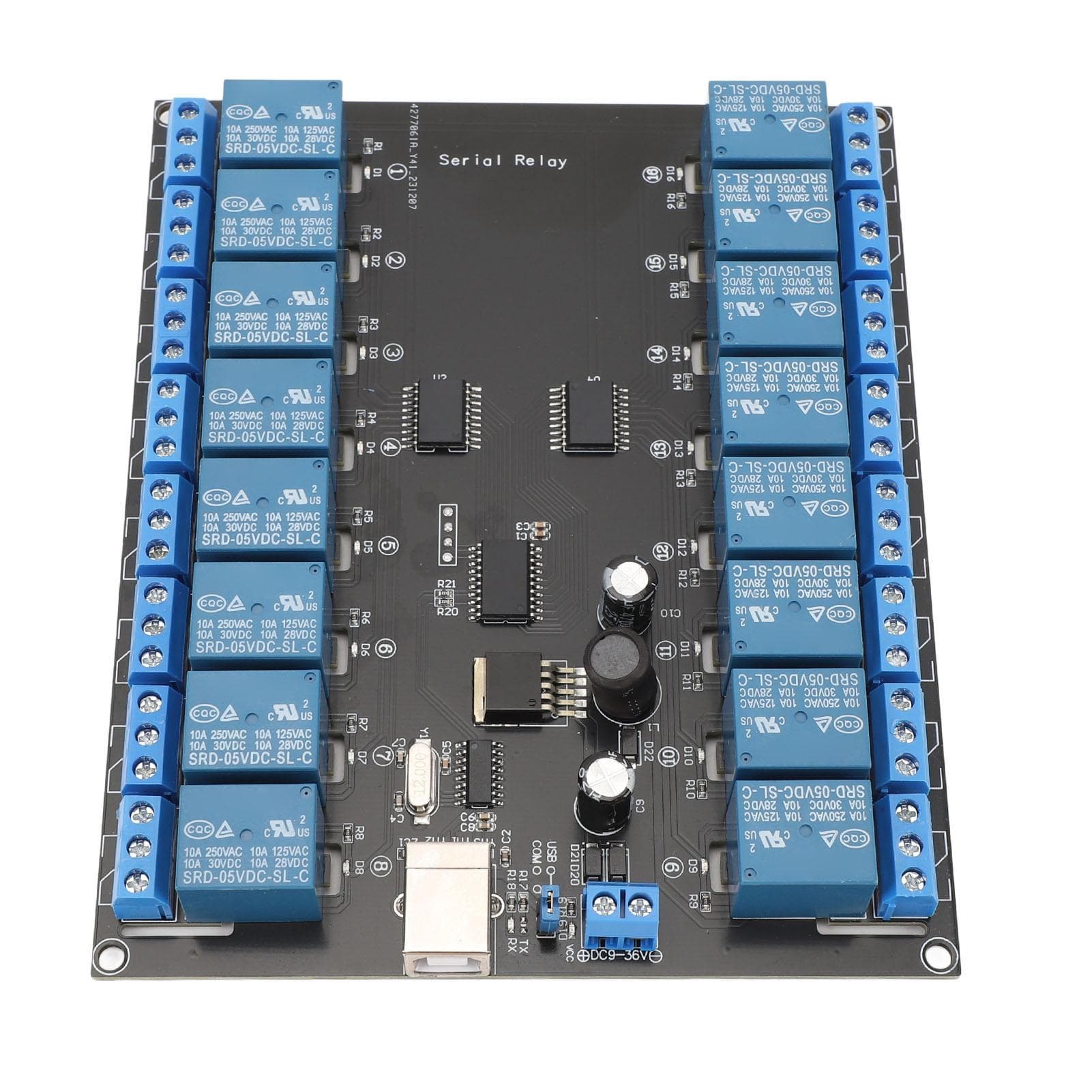 16 Channel Relay Board USB Serial Port Control Switch SPDT Relay Module for ON OFF Electrical