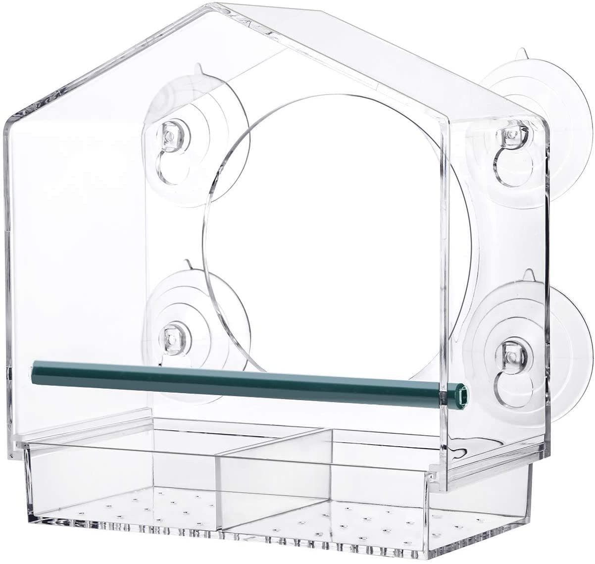 House-shaped plastic acrylic plexiglass bird feeder acrylic pet bird feeder 21.5*20.5*10cm 0 white