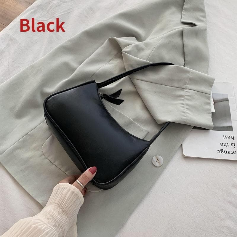 Handle Bag Women Retro Handbag PU Leather Shoulder Totes Underarm Vintage Top Handle Bag Female Small Subaxillary Bags Clutch black