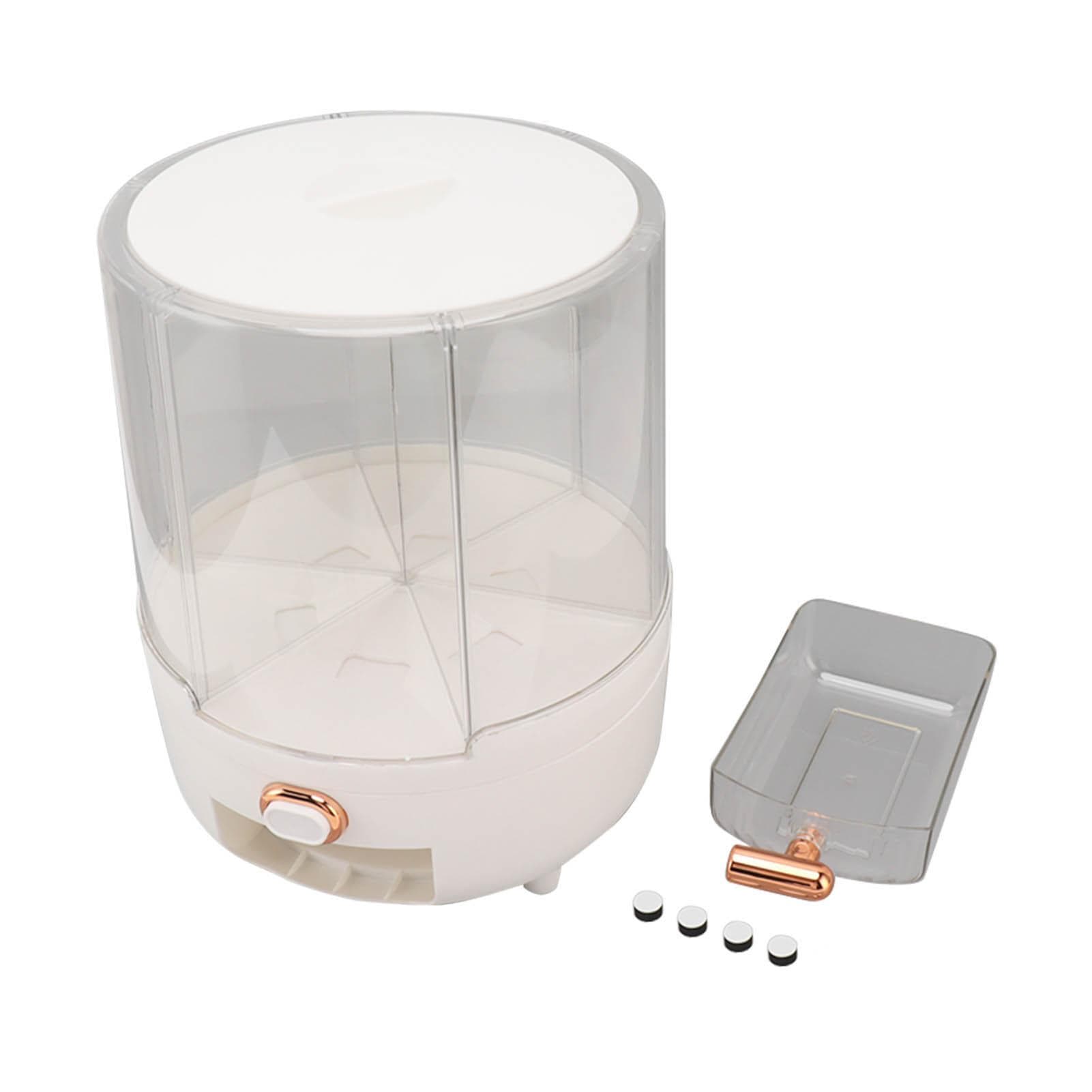360 Degree Rotating Grain Dispenser Plastic 6 Compartments Kitchen Storage Container for Rice Beans L