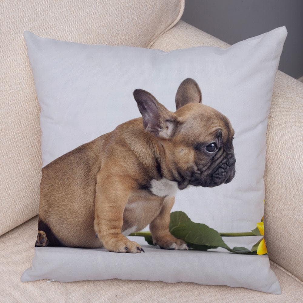 Mini French Bulldog Pillow Cover Home Sofa Car Decoration Cute Pet Animal Dog Cushion Print Pillow 50x50cm