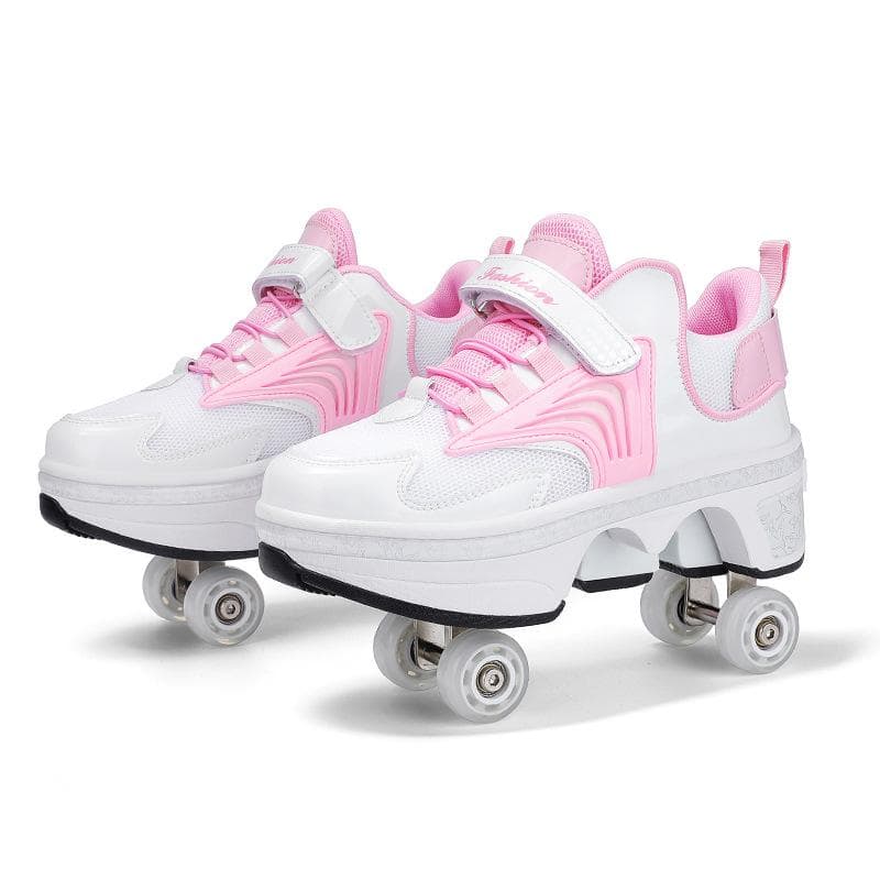Runaway Shoes Girls Fried Street Skates New Internet Celebrity Four Wheels Can Be Collected Cheap High-value Dual-purpose Roller Skates Adult 40