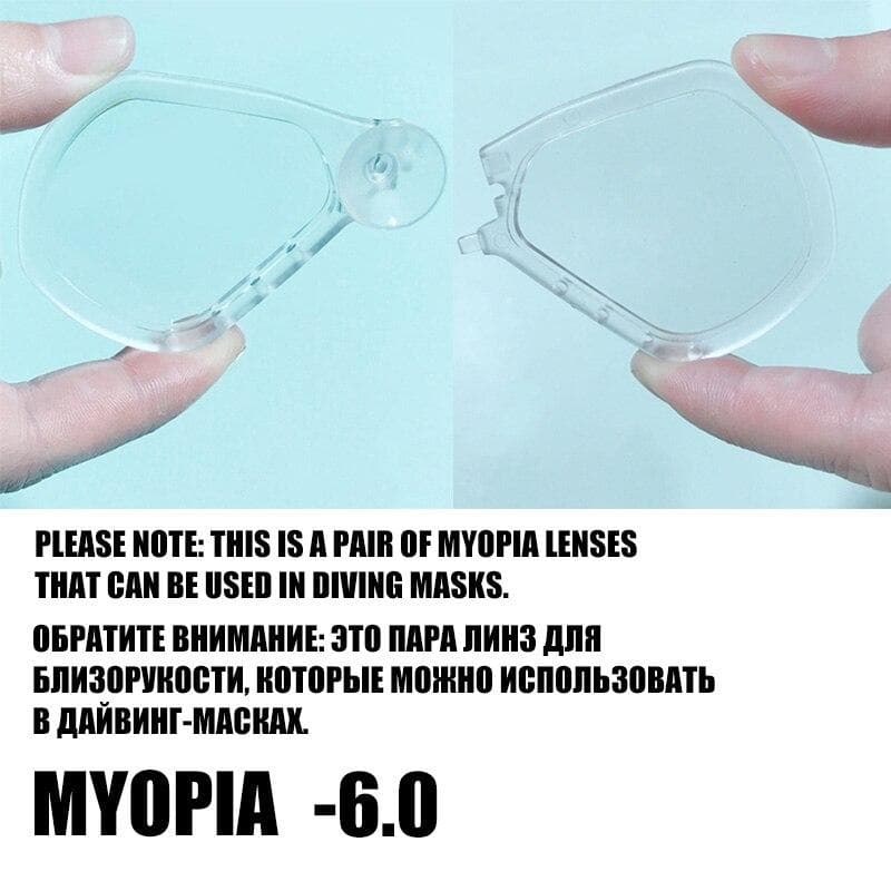 Detachable Diving Mask Myopia Lens Diving Equipment Professional Swimming Scuba Snorkel Mask Lens Underwater 150°-600° Optional 6.0
