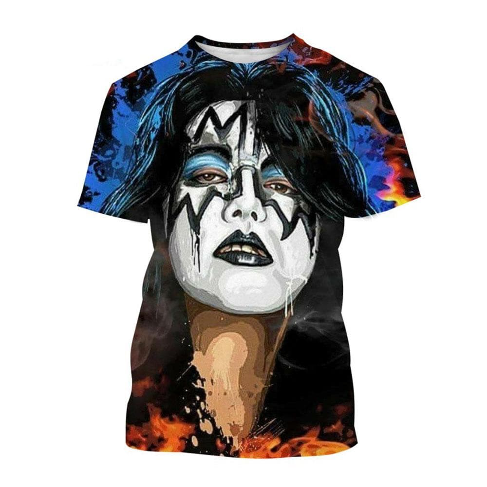 New Rock Kiss Band T Shirts 3D Print Men Woman Short Sleeve O-Neck T-shirt Streetwear Oversized Harajuku Kids Tops Tees Clothing 5XL