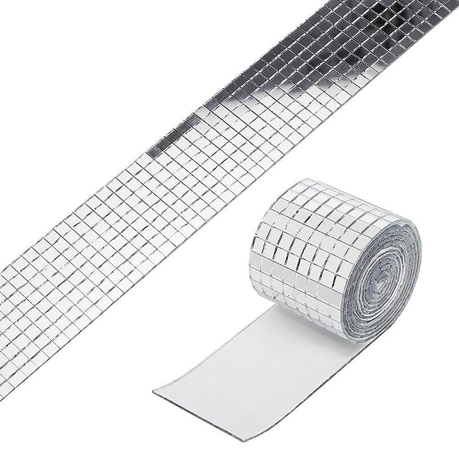 3PCS Mirror Mosaic Tiles Silver 1464 Grains Acrylic Self Adhesive 4x100cm Mirror Tiles Sticker for