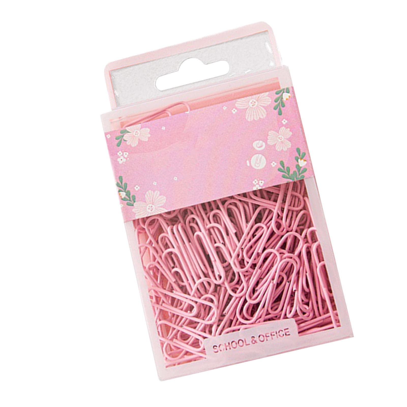 70pcs Paper Clips Vibrant Color Cute Small Paper Clips Durable Rustproof Iron Paper Clips for pink
