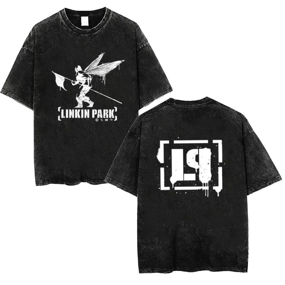 Men Washed T Shirt Casual Linkin Meteora 20th Anniversary Park Vintage tees Oversized Comfortable Streetwear 2XL