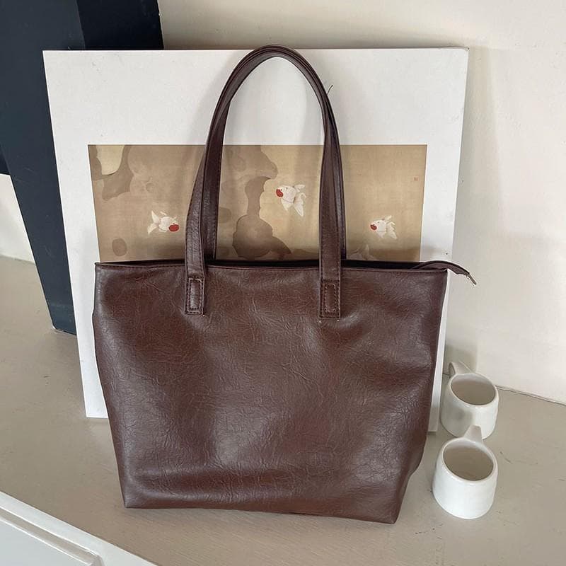 Casual Shoulder Bag Female Original Work Class Commuting Soft Bag Large Capacity Simple Tote Large Bag