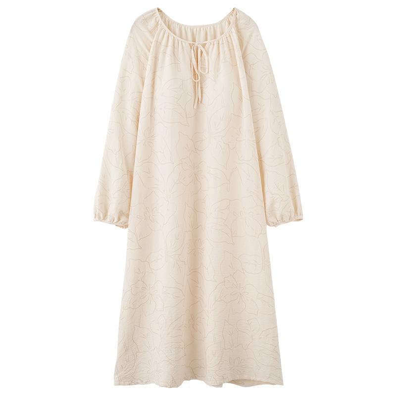 Loose Nightgown Sleepwear Women Night Dress Spring Autumn Pajamas Long Sleeve Floral Printed Home Wear XXL