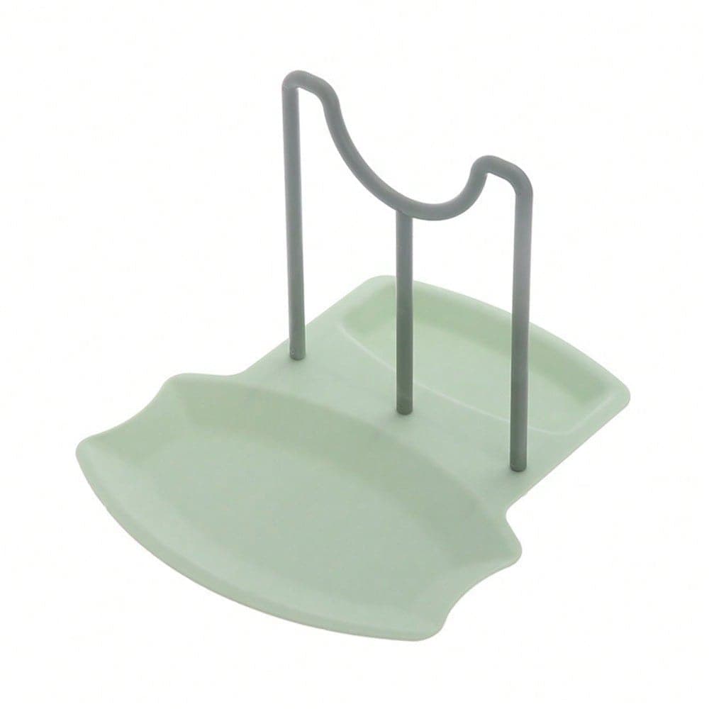 1pc Kitchen Organizer For Countertop - Small Dish Rack, Pot Lid Holder, Utensils Storage Rack, Soup Spoon Rest - Sitting Spoons Bracket 1PC green