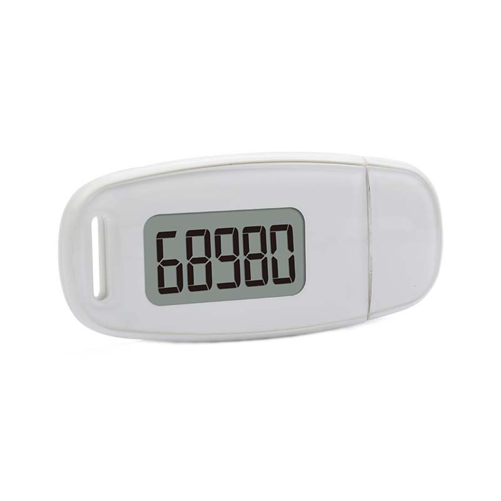 3D Sensor Pedometer Step Counting Device with Blue Backlight Clip-on Pedometer with Detachable Back white